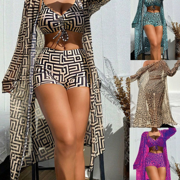 Women Colorful Bikini and Kaftan Combo Mune Fashion
