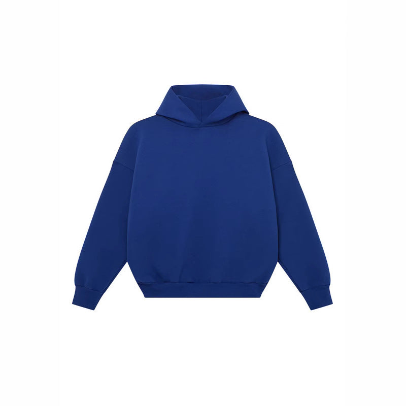 Unisex minimalist hoodie without kangaroo pocket with dropped shoulder and ribbed hem Mune Fashion