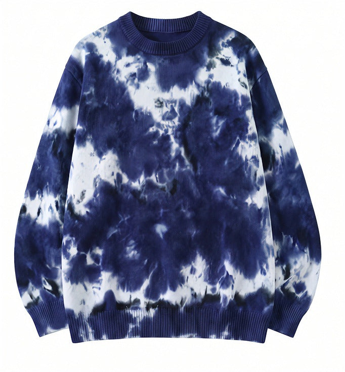 Men's Oversized Batik Sweater with Crew Neck and Ribbed Cuffs Mune Fashion