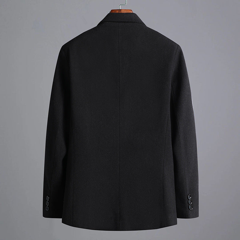 Men's Modern Wool Blend Slim Fit Blazer with One Button and Flap Pockets Mune Fashion