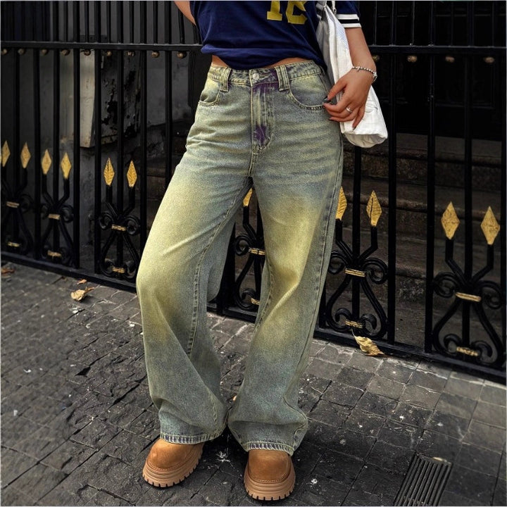 Women's High-Waist Wide Denim Pants with Palazzo Cut Mune Fashion