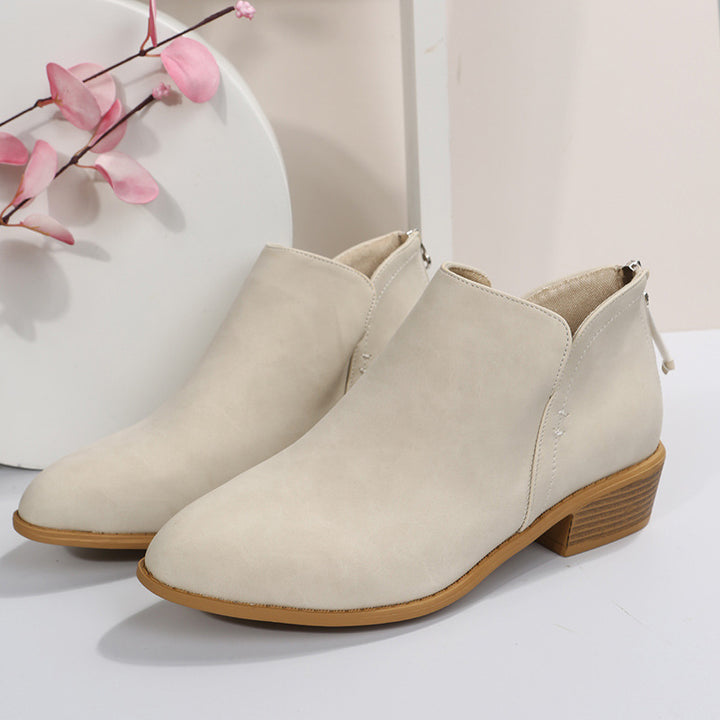 Women's slim ankle boots made of micro suede with hidden back zipper and slight block heel Mune Fashion