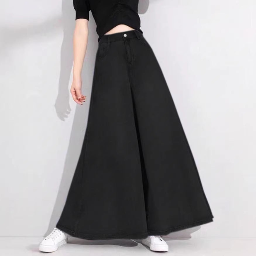 Women's High-Waisted Palazzo Jeans with Extra Wide Leg and Flowing Denim Mune Fashion