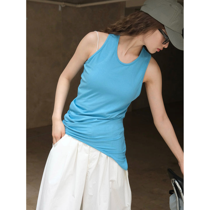 Women Asymmetrical Layering Top with Extended Hem Mune Fashion