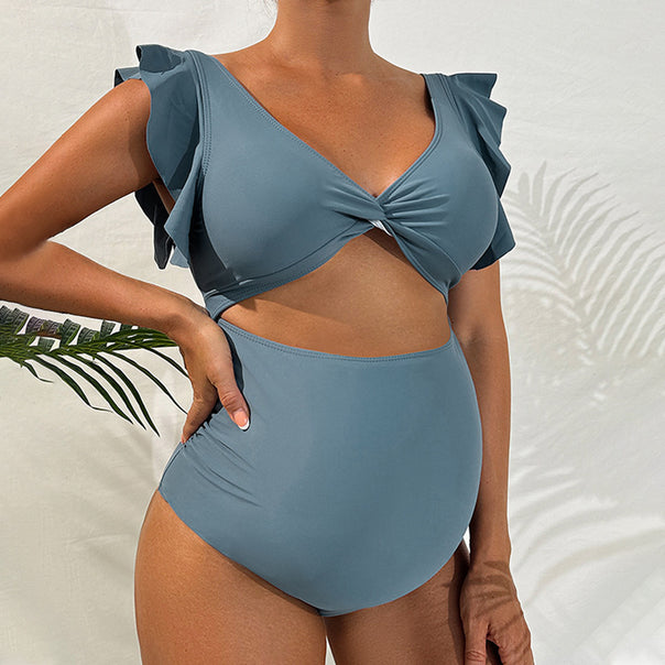 Women's bikini set with elegant ruffle design and high-waisted bottom Mune Fashion