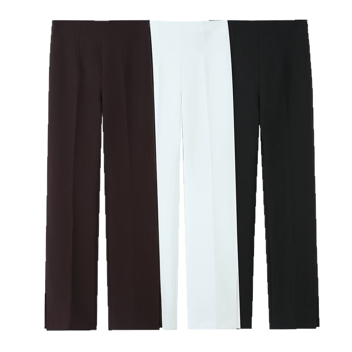 Women's Wide High-Waisted Pants with Pleat and Side Slits Mune Fashion