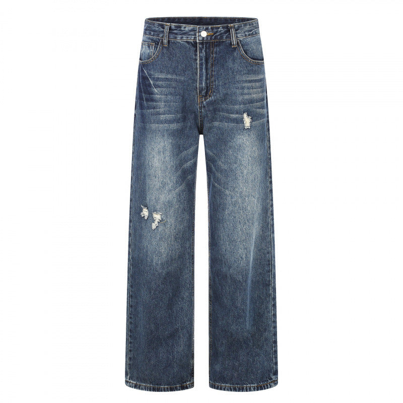 Women Highwaist Jeans in Wide Leg Cut with Used and Destroyed Details Mune Fashion