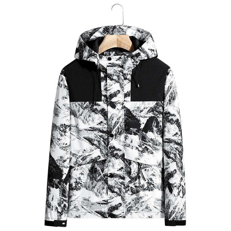 Men's Lightweight Water-Repellent Hooded Softshell Jacket with Concealed Press Stud Placket and Drawstring Mune Fashion