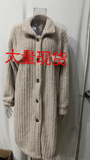 Women's longer teddy coat with shawl collar and patch breast pockets Mune Fashion