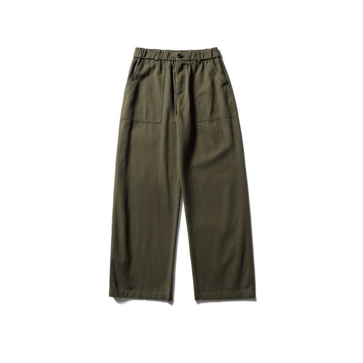 Women's Wide Utility Cargo Pants with Elastic Waistband and Patch Front Pockets Mune Fashion
