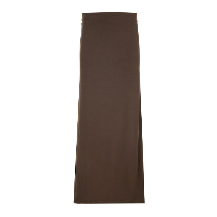 Women's tailored maxi skirt with high waistband, straight fall and side slit Mune Fashion