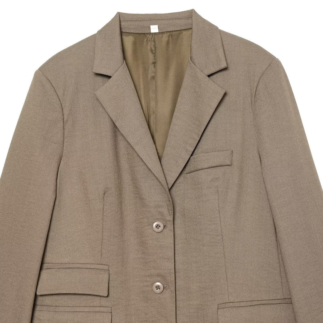 Women's Single-Breasted Business Blazer with Patch Pockets and Lapel Collar Mune Fashion