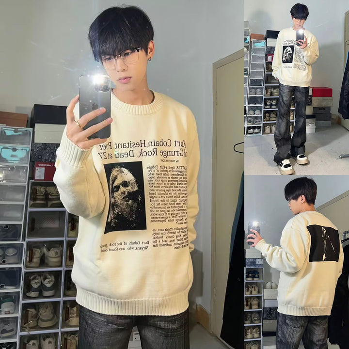 Men's Casual Oversized Sweater with Graphic Print Mune Fashion
