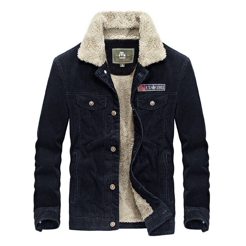 Men's trucker cord jacket with teddy lining and patch chest pockets Mune Fashion