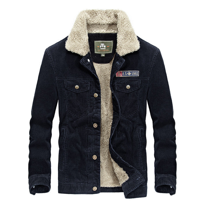 Men's trucker cord jacket with teddy lining and patch chest pockets Mune Fashion