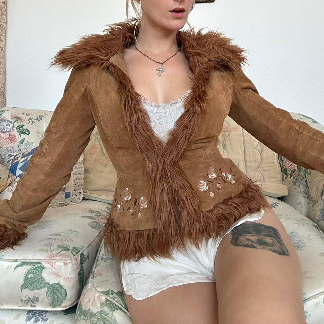 Women's printed bomber jacket with hood and faux fur collar, elastic cuffs and full zip Mune Fashion