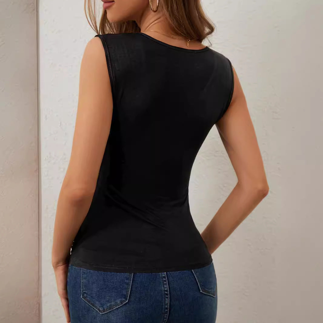 Women nan tailored wrap shirt with deep V-neck and crystal-studded shoulder cascades Mune Fashion