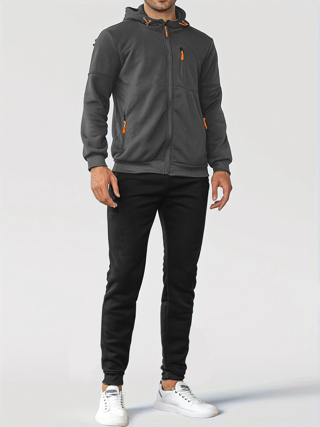 Men's nan technical hoodie jacket with full front zipper, chest pocket with zipper and elastic cuffs Mune Fashion