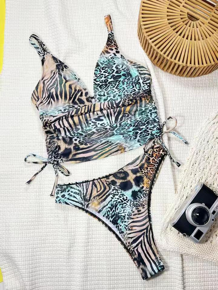 Women's bikini set with sophisticated leopard pattern and adjustable straps Mune Fashion