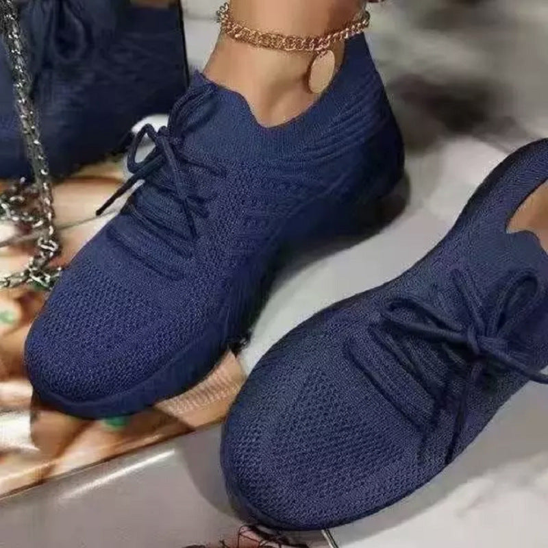 Women's lightweight knitted sneakers with sock-like upper material, cushioned comfort sole, and flexible patterned outsole Mune Fashion