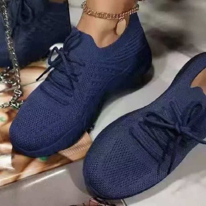 Women's lightweight knitted sneakers with sock-like upper material, cushioned comfort sole, and flexible patterned outsole Mune Fashion