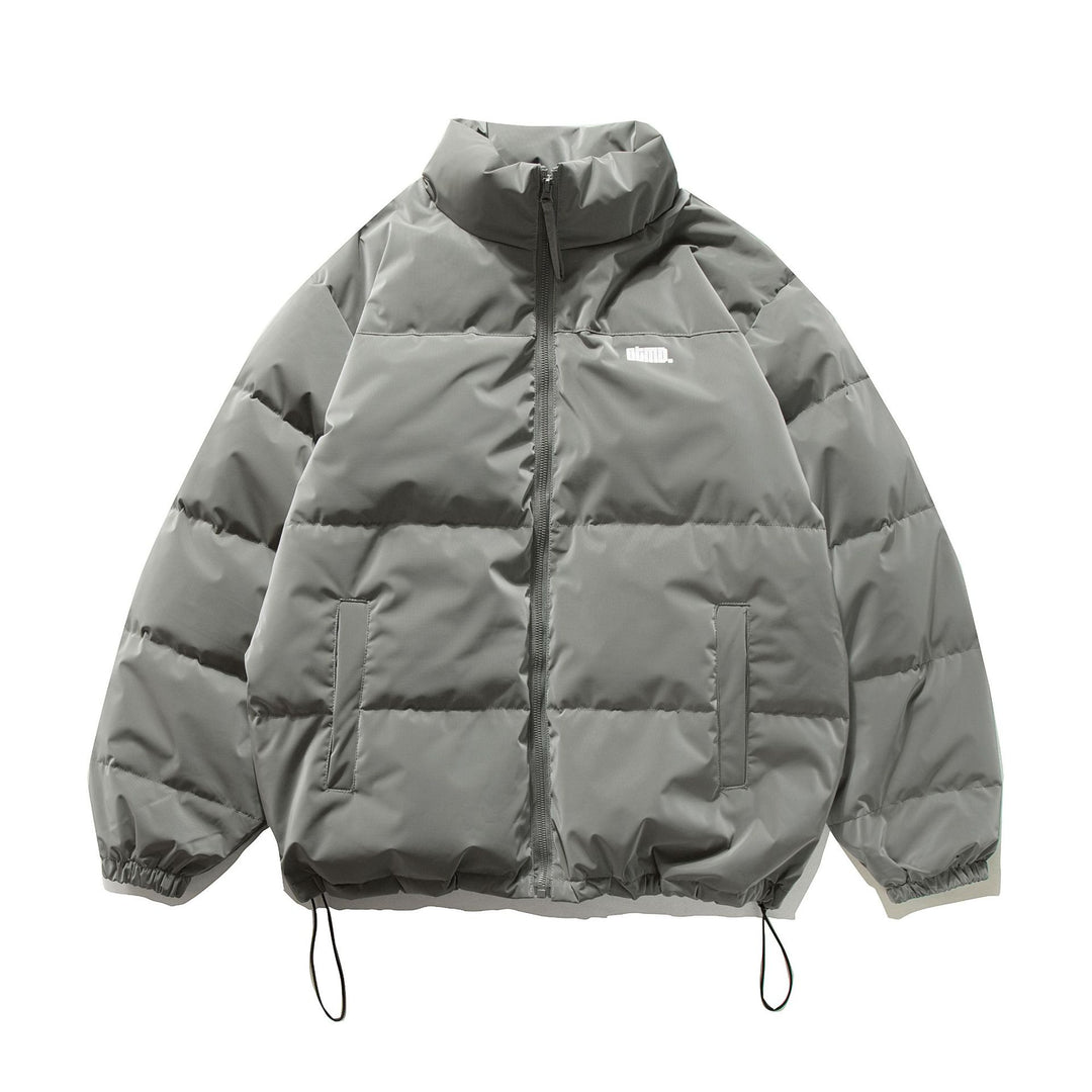 Unisex Short Oversized Quilted Puffer with High Stand-Up Collar and Drawstring Mune Fashion