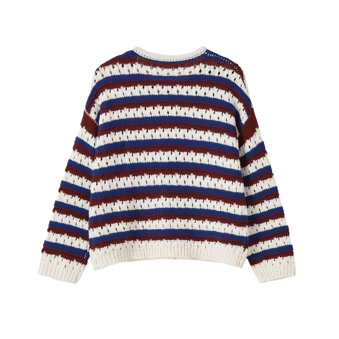 Women Loose Knit Lace Cardigan with Button Placket Mune Fashion
