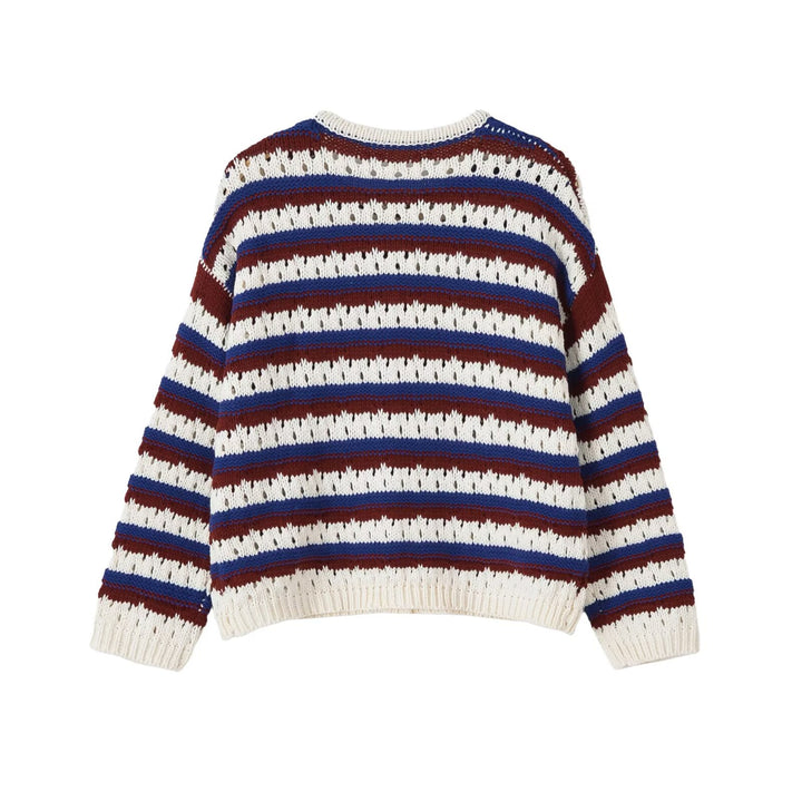 Women Loose Knit Lace Cardigan with Button Placket Mune Fashion