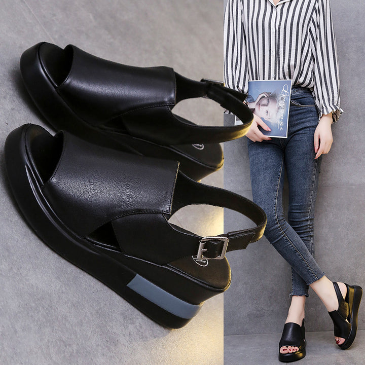 Ladies nan T-strap sandals with stable platform and padded footbed Mune Fashion