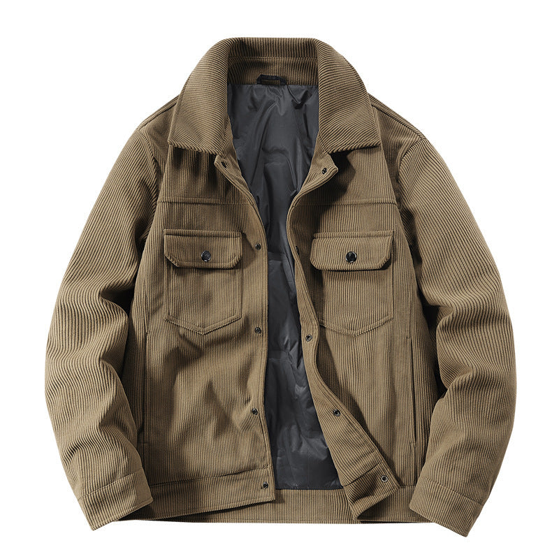 Men's cord jacket with quilted lining, two chest pockets and snap button closure Mune Fashion