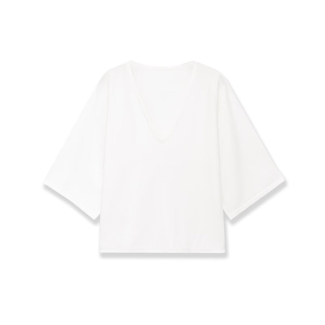 Women Oversize V-Neck Top with Kimono Sleeves Mune Fashion