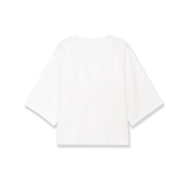 Women Oversize V-Neck Top with Kimono Sleeves Mune Fashion