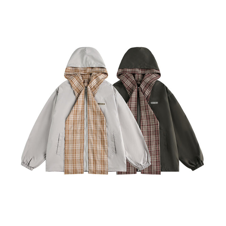 Unisex Two-Layer Hoodie with Checked Inner Placket and Elastic Cuffs Mune Fashion
