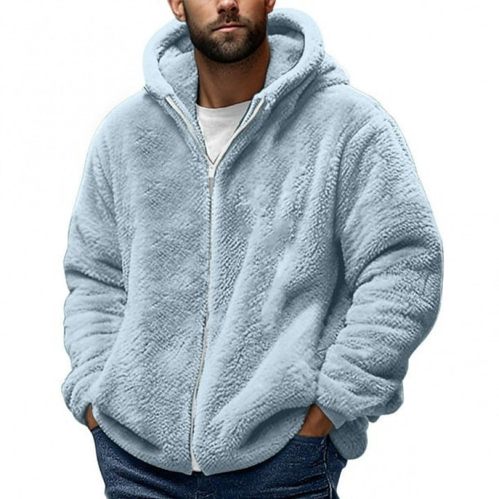 Men's Cozy Teddy Fleece Zip-Up Hoodie with Oversized Fit Mune Fashion