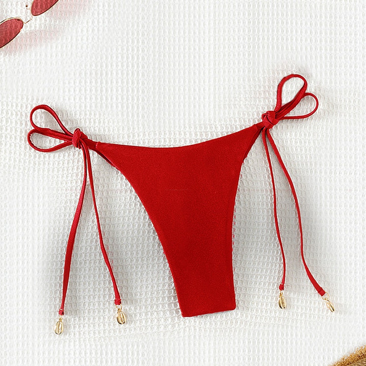 Ladies High-Waist Bikini Bottoms with Adjustable Ties Mune Fashion
