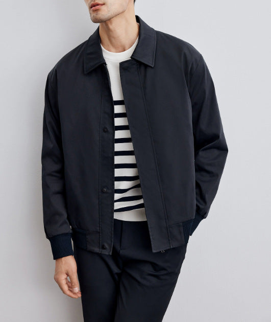 Men's classic Harrington jacket with ribbed hem and concealed zipper Mune Fashion