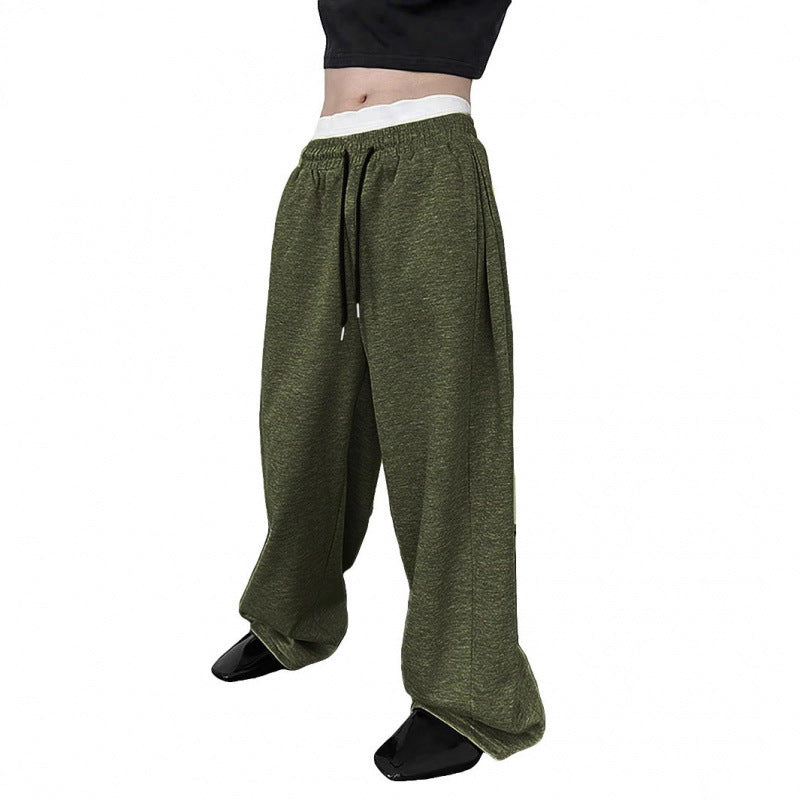 Women's wide oversize jogging pants with a deep crotch, elastic waistband, and drawstring Mune Fashion