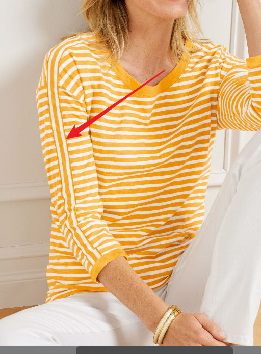 Women's striped cotton sweater with round neckline, casual fit and ribbed finishes Mune Fashion