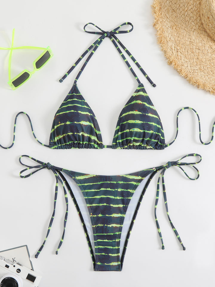 Women Triangle Bikini Set with Adjustable Lace-Up Details Mune Fashion