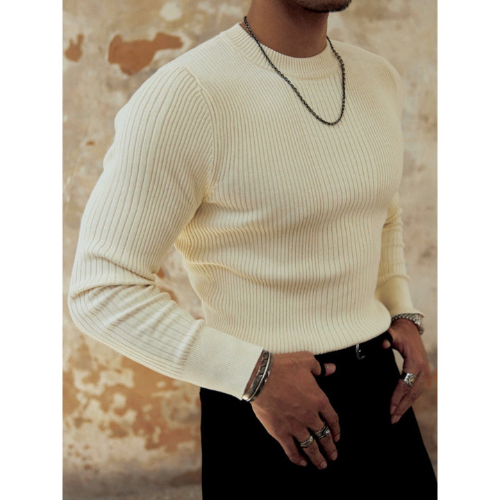 Men's figure-hugging ribbed knit sweater with round neckline Mune Fashion