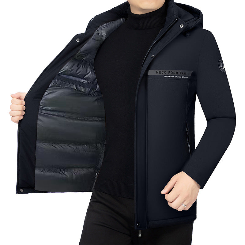 Men's padded stand-up collar jacket with water-repellent surface and zippered pockets Mune Fashion