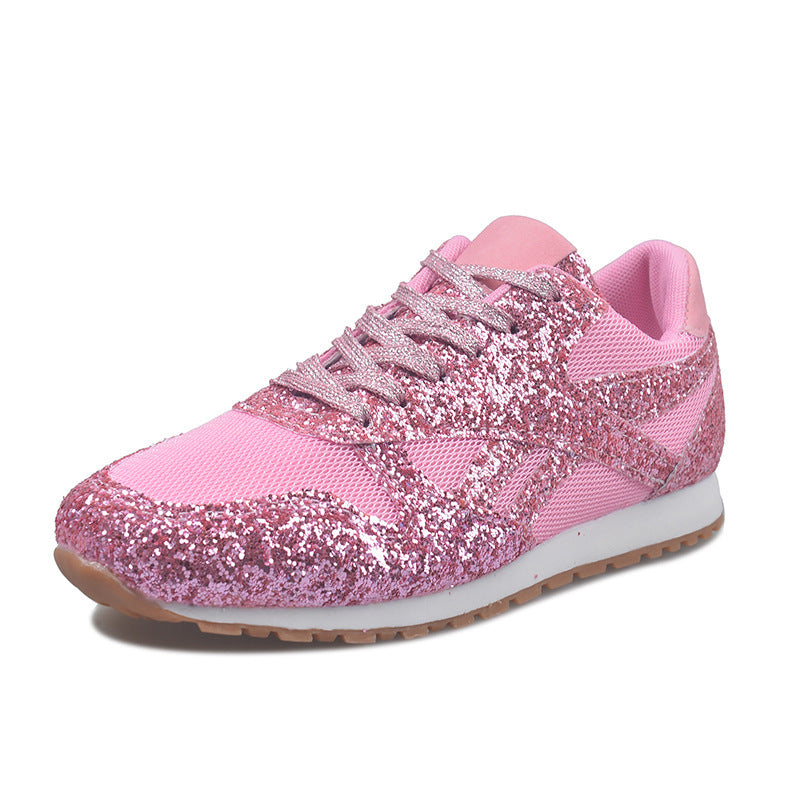 Women's Glitter Sneakers with Breathable Mesh and Profiling Rubber Sole Mune Fashion