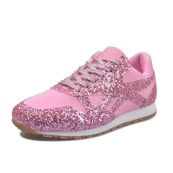 Women's Glitter Sneakers with Breathable Mesh and Profiling Rubber Sole Mune Fashion