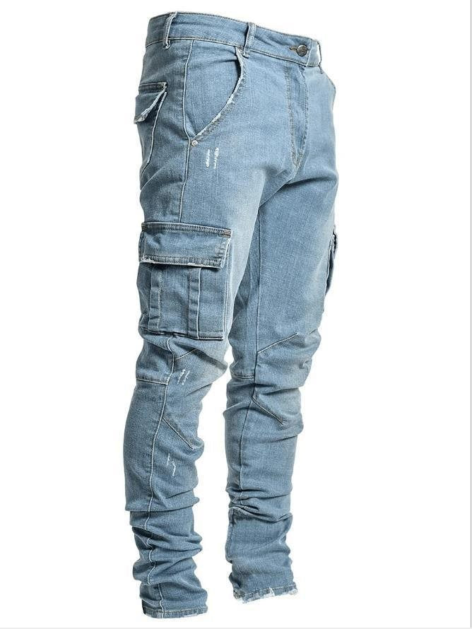 Men's Slim Fit Cargo Jeans with Stretch and Multiple Pockets Mune Fashion