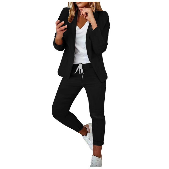 Women's casual suit set with jogger pants, drawstring, and tailored blazer Mune Fashion