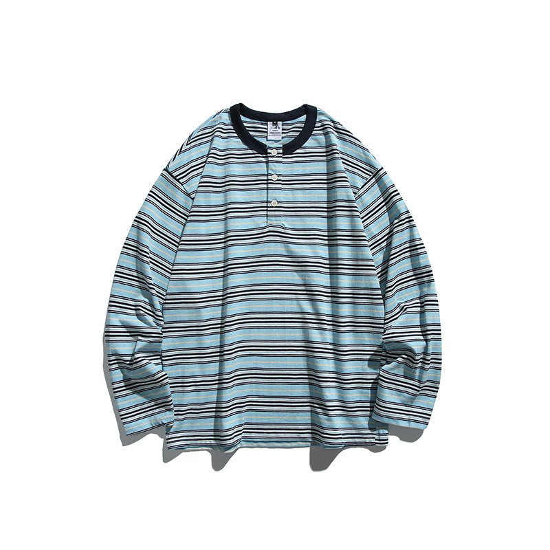 Unisex Oversize Long Sleeve with maritime stripe pattern and functional zippered chest pocket Mune Fashion