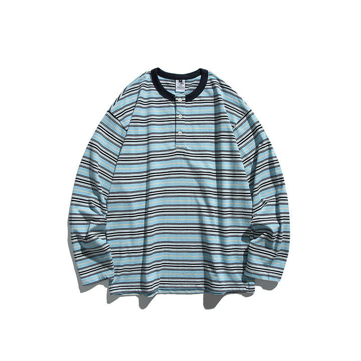 Unisex Oversize Long Sleeve with maritime stripe pattern and functional zippered chest pocket Mune Fashion