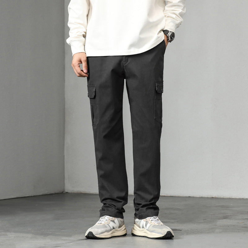 Men's straight-cut cargo pants with utility flap pockets and slightly tapered leg Mune Fashion