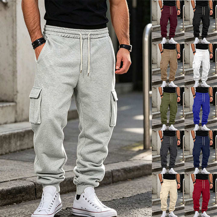 Men's cargo jogging pants made of cotton fleece with elastic waistband and leg cuffs Mune Fashion