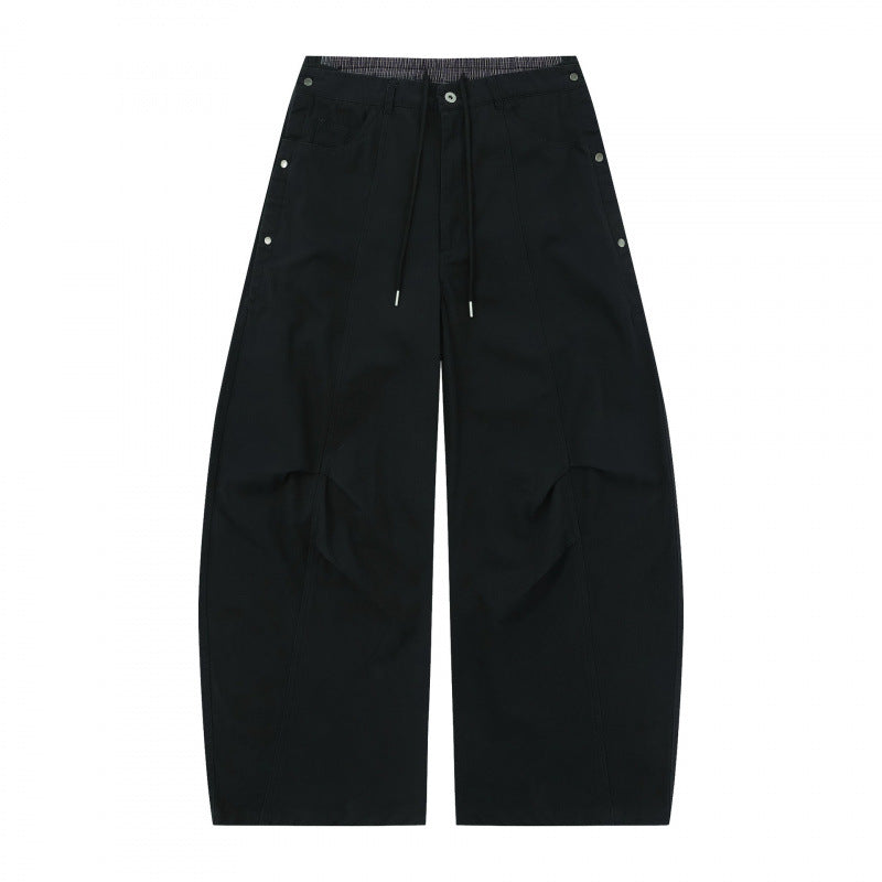 Unisex Wide Balloon Pants with Elastic Waistband, Drawstring, and Distinctive Seam Panels Mune Fashion